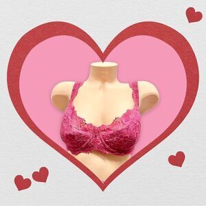 NWOT Victoria’s Secret pink stretch lace Demi bra sz 38C vintage deadstock